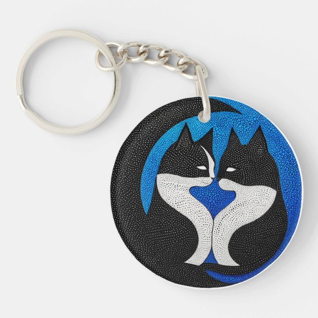 Llavero Gatos blancos y negros (Frente)