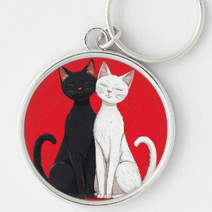 Llavero Gatos blancos y negros