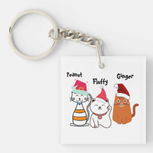 Llavero Gatos Coloridos Divertidos Navidad Personalizada