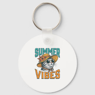 Llavero Gatos con Vibraciones de Verano Diseño de Grabado
