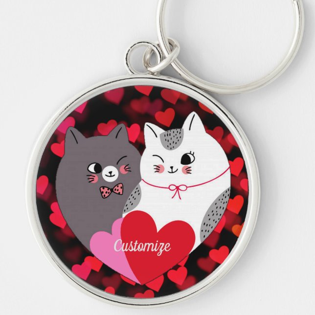 Llavero Gatos de amor personalizados (Frente)