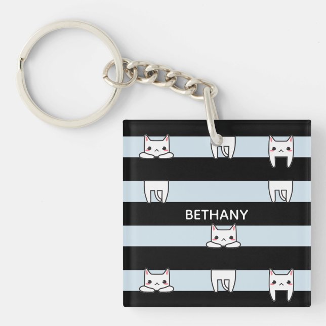 Llavero Gatos de escalada en rayas personalizadas (Frente)