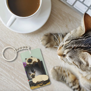 Llavero Gatos de escritorio de oficina siameses divertida