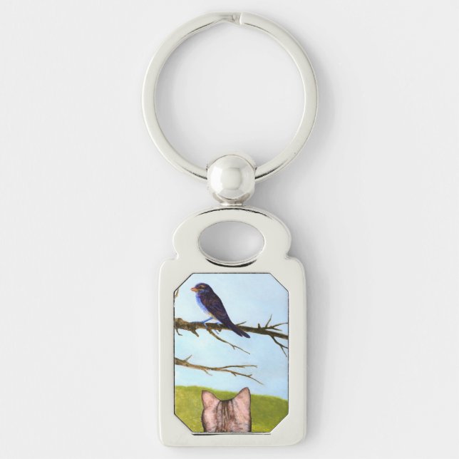 Llavero Gatos de Tabby hablan con aves (Anverso)