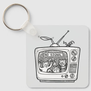Llavero Gatos de TV Retro Sin Señal