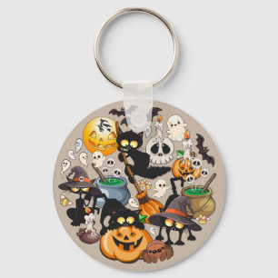Llavero Gatos divertidos de Halloween en una fiesta