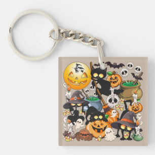 Llavero Gatos divertidos de Halloween en una fiesta