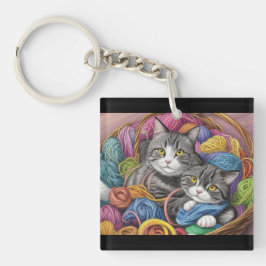 Llavero Gatos en una canasta