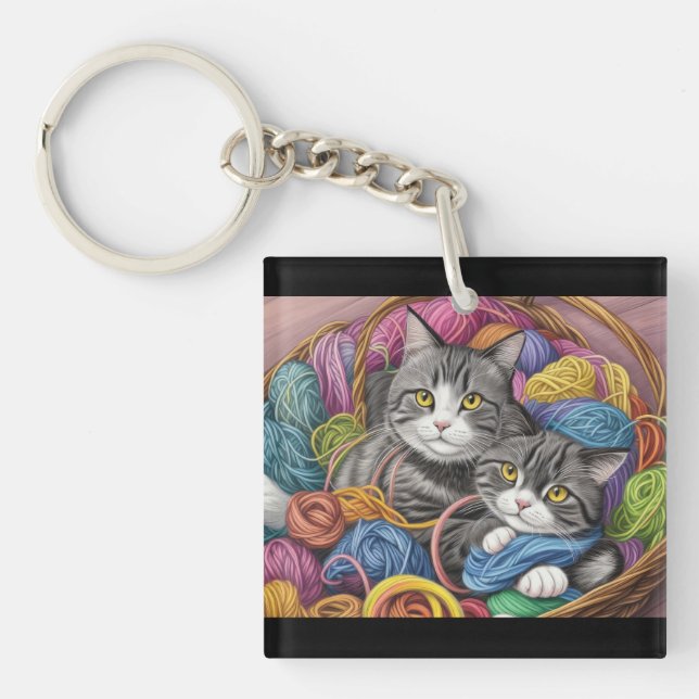 Llavero Gatos en una canasta (Frente)