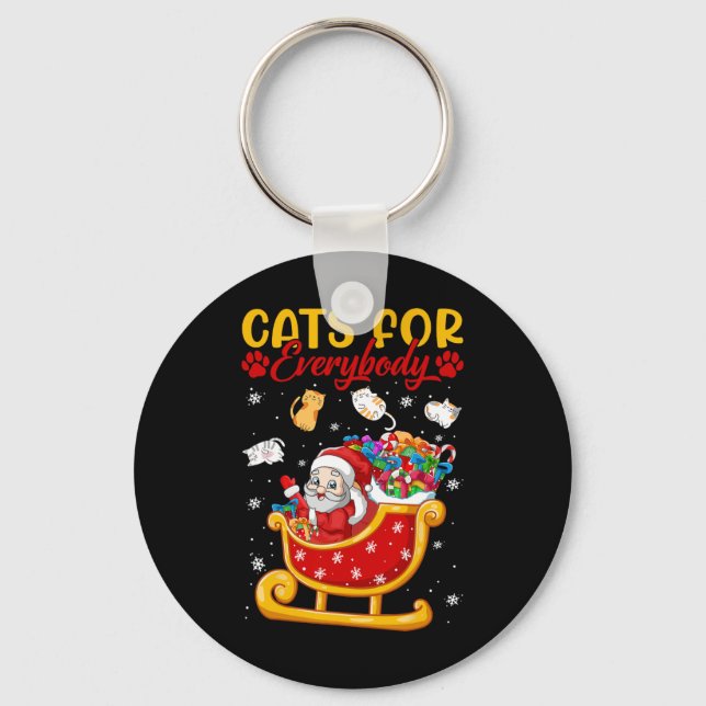 Llavero Gatos Graciosos Para Todos Santa Sleigh Merry Chri (Anverso)