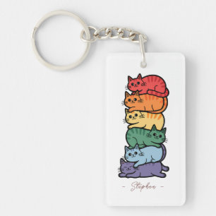 Llavero Gatos iris apilados - Celebración del Orgullo LGBT