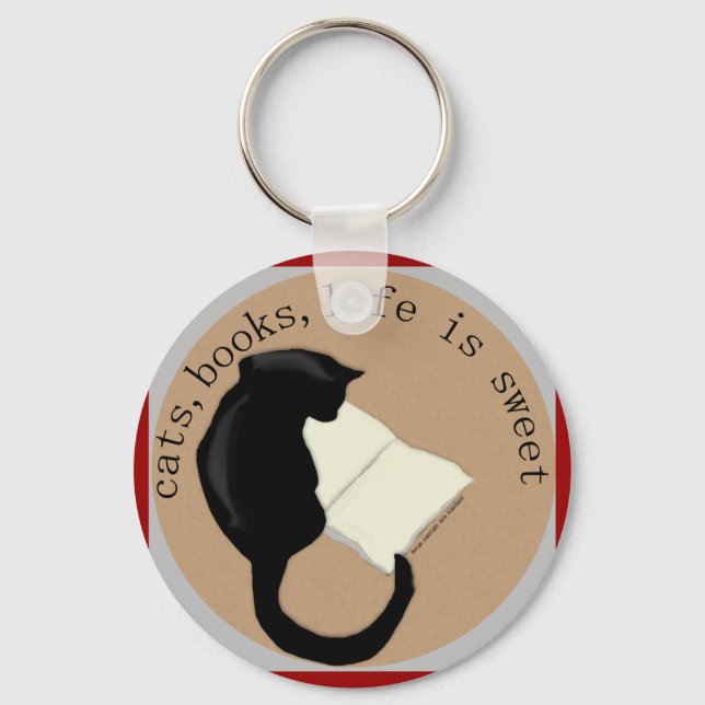 Llavero Gatos, libros, la vida es dulce Keychain v2 (Anverso)