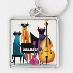 Llavero Gatos Músicos de Cool Jazz Banda