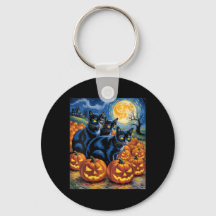 Llavero Gatos Negros de estilo Van Gogh para mujeres, Cala