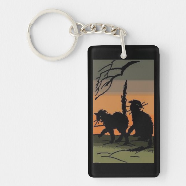 Llavero Gatos negros de Halloween - (Frente)