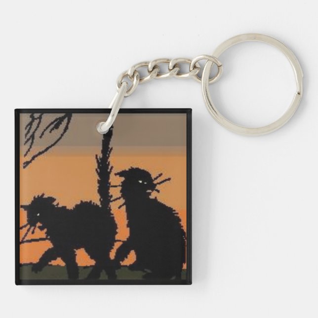 Llavero Gatos negros de Halloween - (Atrás)