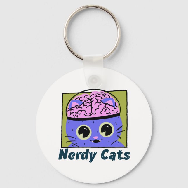 Llavero Gatos Nerdy, diseño cerebral (Anverso)