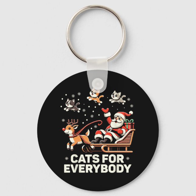Llavero Gatos Para Todos - Funny Navidades Gato Xmas Mujer (Anverso)