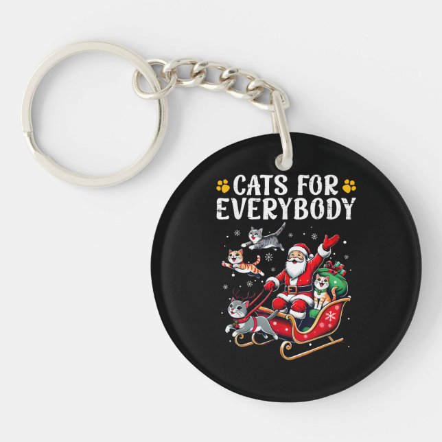 Llavero Gatos Para Todos Navidades Gato Gracioso (Frente)