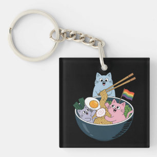 Llavero Gatos Ramen Arcoíris LGBTQ Gay Lesbiana Orgullo Al