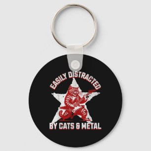 Llavero Gatos Y Estrella De Rock Pesado De La Música De Lo