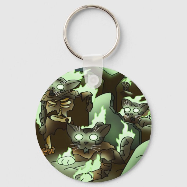 Llavero Gatos Zombie de Halloween (Anverso)