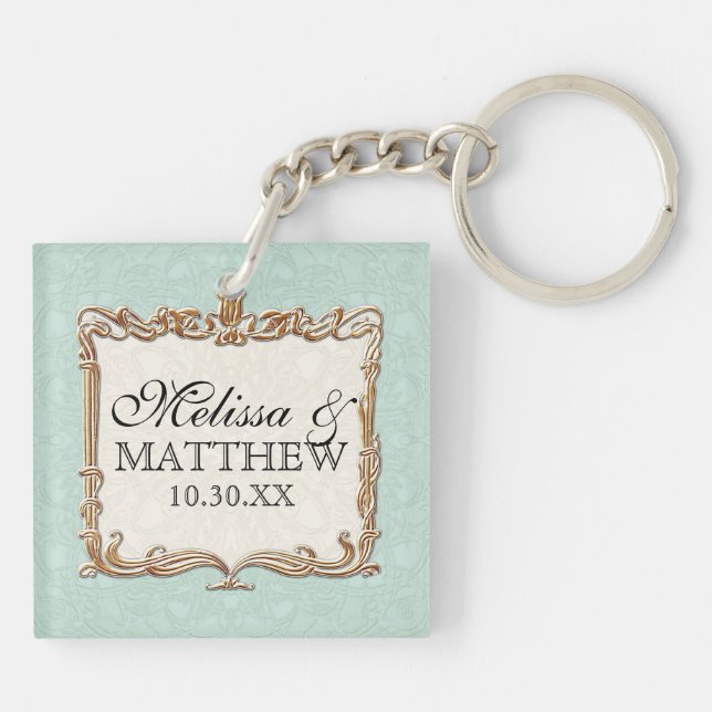 Llavero Gatsby Art Deco Nouveau Lace Faux Gold Tulip (Atrás)