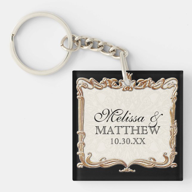 Llavero Gatsby Art Deco Nouveau Lace Faux Gold Tulip (Frente)