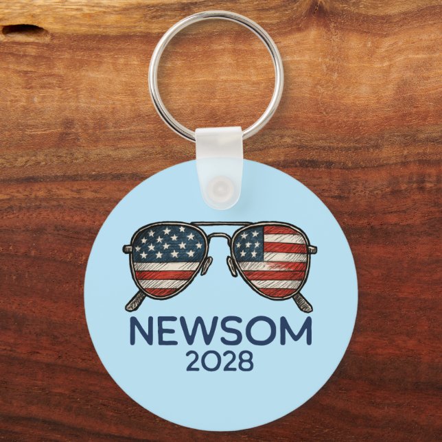 Llavero Gavin Newsom 2028 Para Gafas De Sol Presidenciales (Anverso)