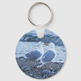 Llavero Gaviotas besándose en la foto de la playa