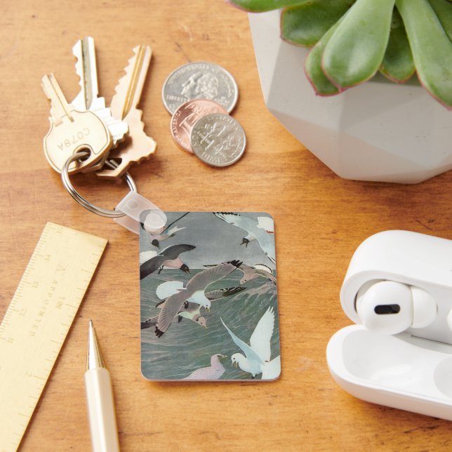 Llavero Gaviotas sobre olas oceánicas por Louis Agassiz Fu (Escritorio )