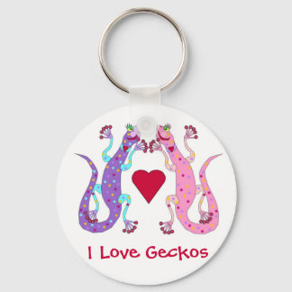 Llavero Geckos rosados y morados