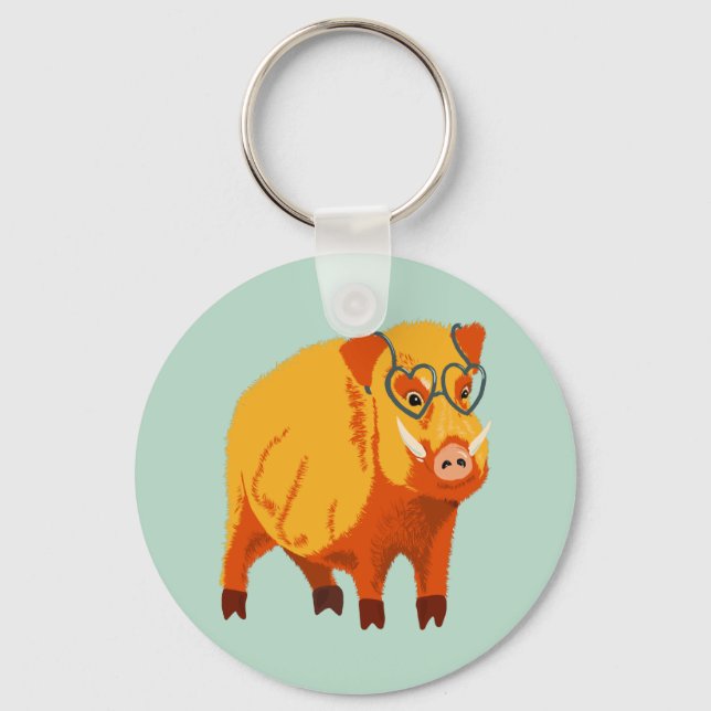 Llavero Geek Pig Funny Boar Wild Animal (Anverso)