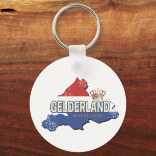 Llavero Gelderland Países Bajos Vintage Map Dutch Souvenir