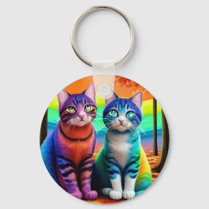Llavero Gemelos del arte digital de gatos-56467