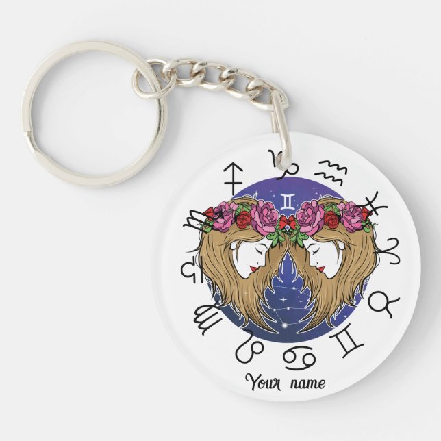 Llavero Gemini & Aquarius BFF Keychain Gift (Frente)