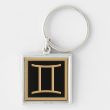Gemini Gold Symbol Design Premium Keychain
