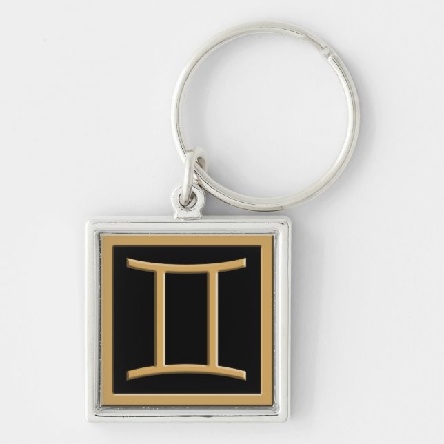 Llavero Gemini Gold Symbol Design Premium Keychain (Frente)