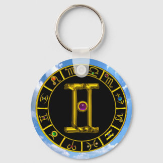 Llavero GEMINI ORO ZODIAC CUMPLEAÑOS JEWEL Astrología Gráf