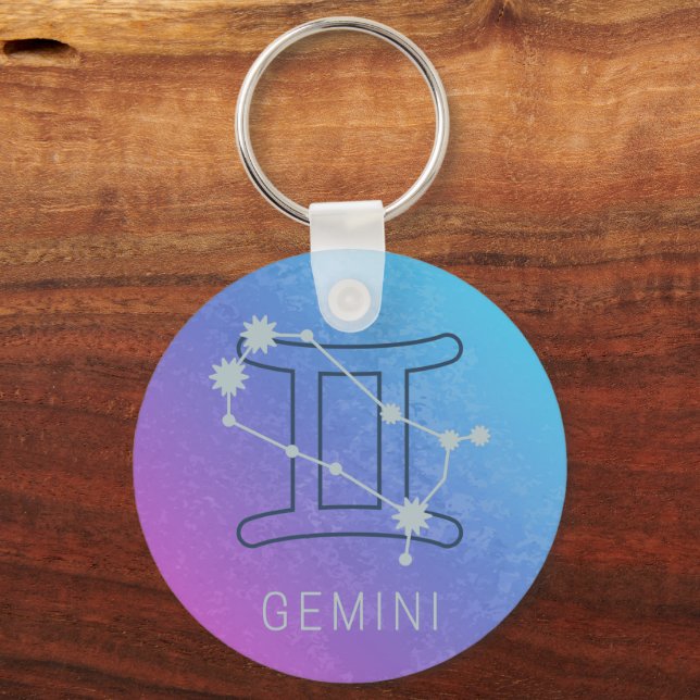 Llavero Gemini Signo de estrella zodiaca Horóscopo acuátic (Anverso)