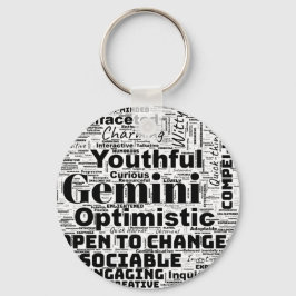 Llavero Gemini Zodiac Word Cloud Inspiration Keychain