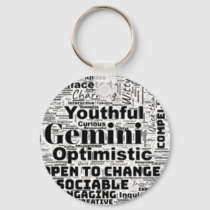Llavero Gemini Zodiac Word Cloud Inspiration Keychain
