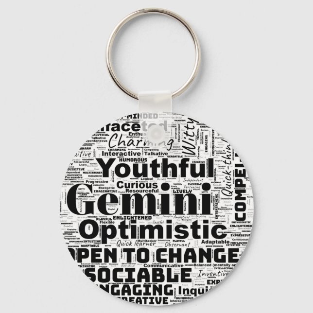 Llavero Gemini Zodiac Word Cloud Inspiration Keychain (Anverso)