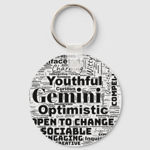 Llavero Gemini Zodiac Word Cloud Inspiration Keychain