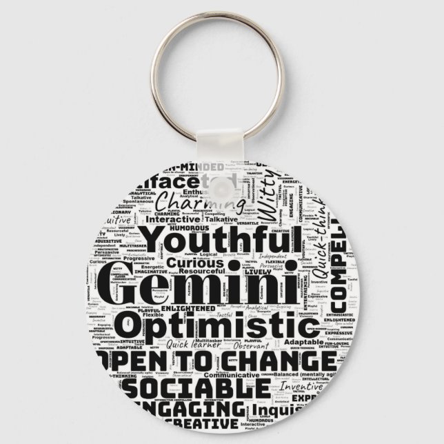 Llavero Gemini Zodiac Word Cloud Inspiration Keychain (Anverso)
