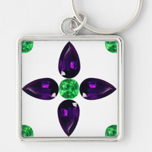 Llavero Gemstone Art, Green and Purple Keychain