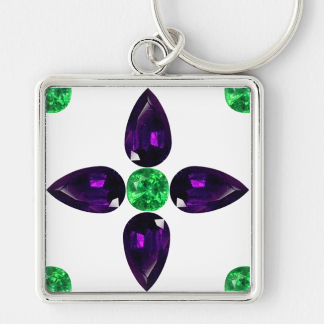 Llavero Gemstone Art, Green and Purple Keychain (Frente)