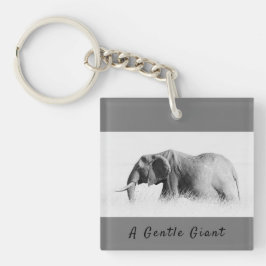 Llavero Gentle Giant Elephant foto de alta clave con texto