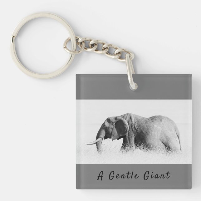 Llavero Gentle Giant Elephant foto de alta clave con texto (Frente)