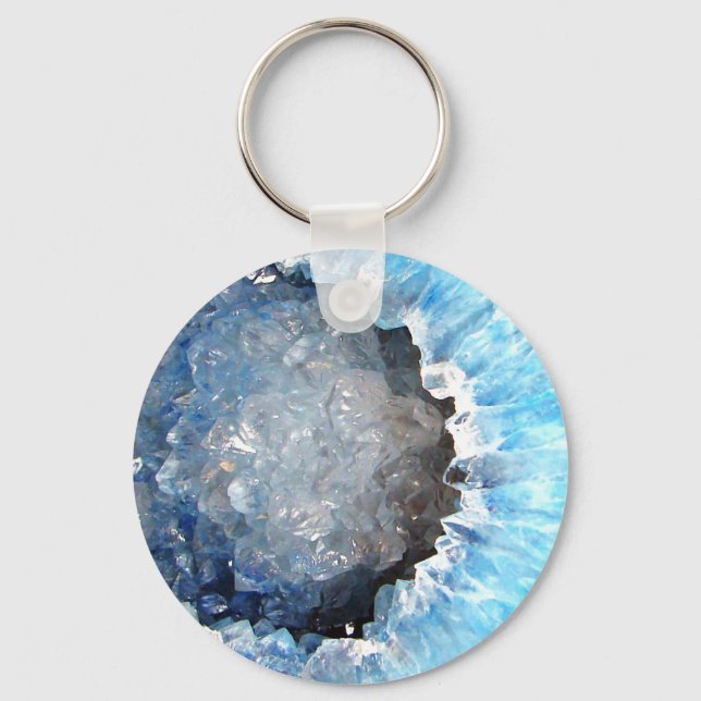 Llavero Geode de cristal azul de caída (Anverso)